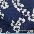 Tissu Jacquard Fantaisie Bleu Fleur Blanche